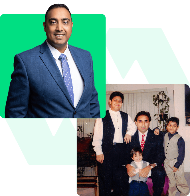Amir Noor, founder of N Financial Plans, with a childhood photo of his family